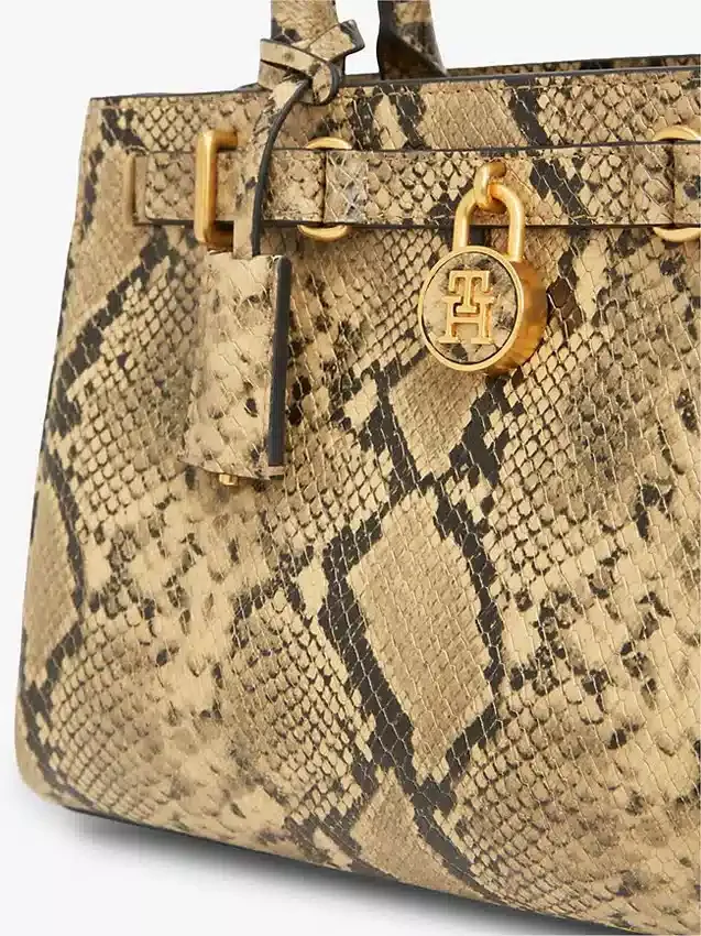 Bolso mini tote de piel con relieve de serpiente Bolso mini tote de piel con relieve de serpiente