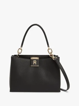 Bolso satchel mediano con cierre monograma