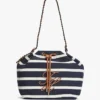 Bolso tipo cubo con rayas bretonas y monograma en letra cursiva