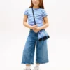 Bolso tipo cubo de lona a rayas para niña