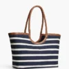 Bolso tote con monograma en letra cursiva y rayas bretonas