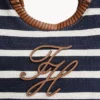 Bolso tote con monograma en letra cursiva y rayas bretonas