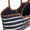 Bolso tote con monograma en letra cursiva y rayas bretonas