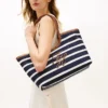 Bolso tote con monograma en letra cursiva y rayas bretonas