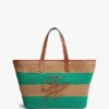 Bolso tote de ganchillo con rayas náuticas