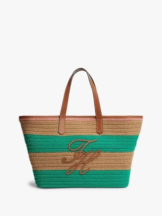 Bolso tote de ganchillo con rayas náuticas