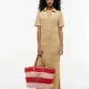 Bolso tote de ganchillo con rayas náuticas Bolso tote de ganchillo con rayas náuticas