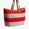 Bolso tote de ganchillo con rayas náuticas Bolso tote de ganchillo con rayas náuticas