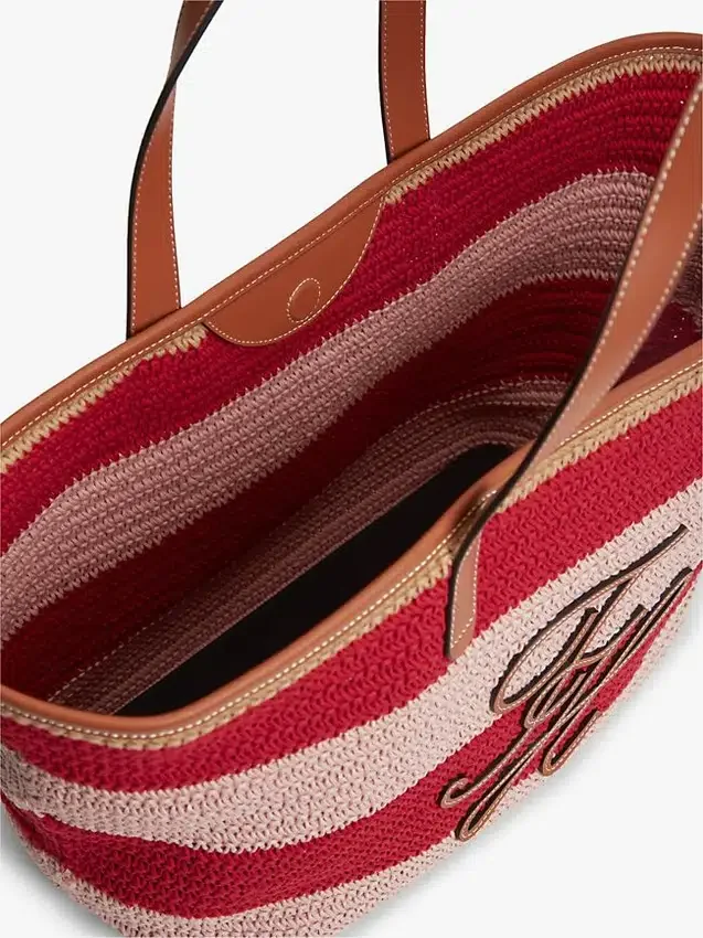 Bolso tote de ganchillo con rayas náuticas Bolso tote de ganchillo con rayas náuticas