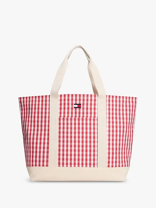 Bolso tote de lona a cuadros Bolso tote de lona a cuadros