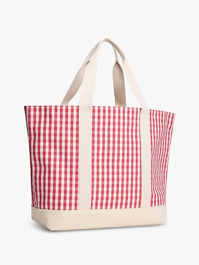 Bolso tote de lona a cuadros Bolso tote de lona a cuadros