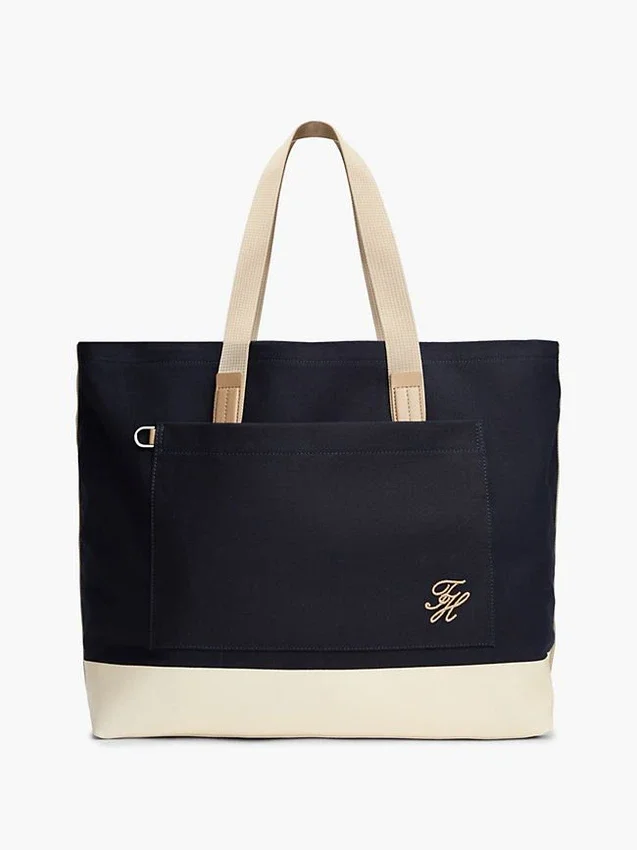Bolso tote de lona con bloques de color Bolso tote de lona con bloques de color