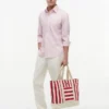 Bolso tote de lona con rayas náuticas Bolso tote de lona con rayas náuticas