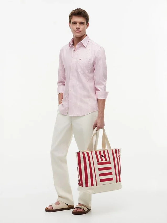 Bolso tote de lona con rayas náuticas Bolso tote de lona con rayas náuticas
