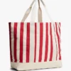 Bolso tote de lona con rayas náuticas Bolso tote de lona con rayas náuticas