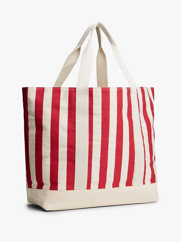 Bolso tote de lona con rayas náuticas Bolso tote de lona con rayas náuticas