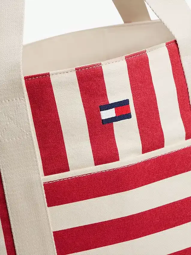 Bolso tote de lona con rayas náuticas Bolso tote de lona con rayas náuticas