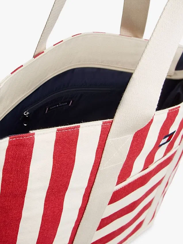 Bolso tote de lona con rayas náuticas Bolso tote de lona con rayas náuticas