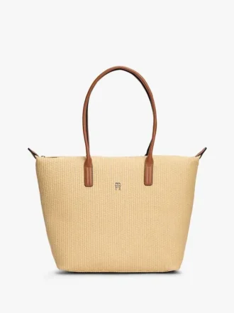 Bolso tote de rafia con logotipo monograma