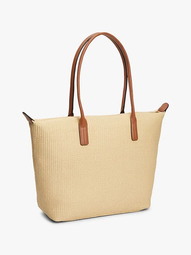 Bolso tote de rafia con logotipo monograma Bolso tote de rafia con logotipo monograma