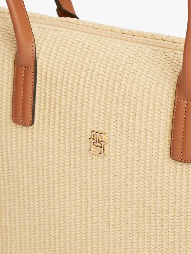 Bolso tote de rafia con logotipo monograma Bolso tote de rafia con logotipo monograma