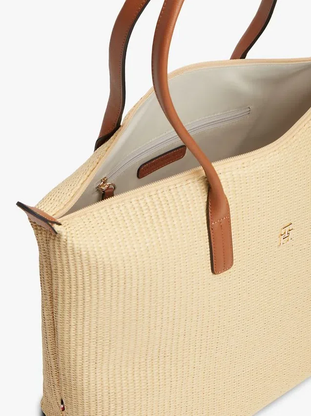 Bolso tote de rafia con logotipo monograma Bolso tote de rafia con logotipo monograma