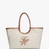 Bolso tote maxi de lino con monograma Bolso tote maxi de lino con monograma