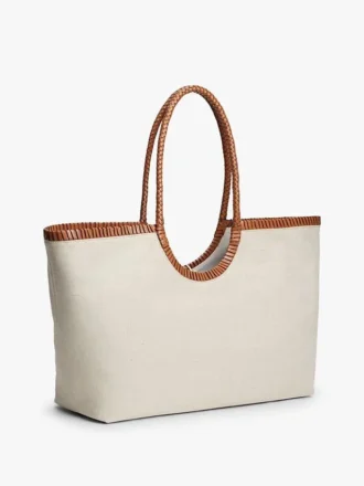Bolso tote maxi de lino con monograma