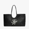Bolso tote maxi de rafia con monograma en letra cursiva