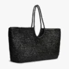 Bolso tote maxi de rafia con monograma en letra cursiva