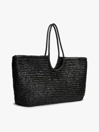 Bolso tote maxi de rafia con monograma en letra cursiva