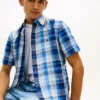 Camisa a cuadros de mezcla de algodón y lino