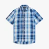 Camisa a cuadros de mezcla de algodón y lino