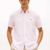 Camisa a rayas de mezcla de algodón y lino