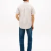 Camisa a rayas de mezcla de algodón y lino