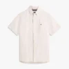 Camisa a rayas de mezcla de algodón y lino