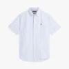 Camisa a rayas de mezcla de algodón y lino