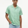 Camisa camp de algodón y lino de corte regular