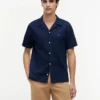 Camisa camp de algodón y lino de corte regular