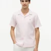 Camisa camp de algodón y lino de corte regular