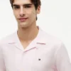 Camisa camp de algodón y lino de corte regular