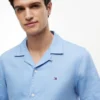 Camisa camp de algodón y lino de corte regular