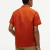 Camisa camp de algodón y lino de corte regular