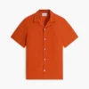 Camisa camp de algodón y lino de corte regular