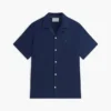 Camisa camp de algodón y lino de corte regular