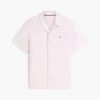 Camisa camp de algodón y lino de corte regular