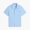 Camisa camp de algodón y lino de corte regular