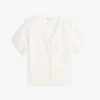 Camisa con cuello en V y ojales bordados