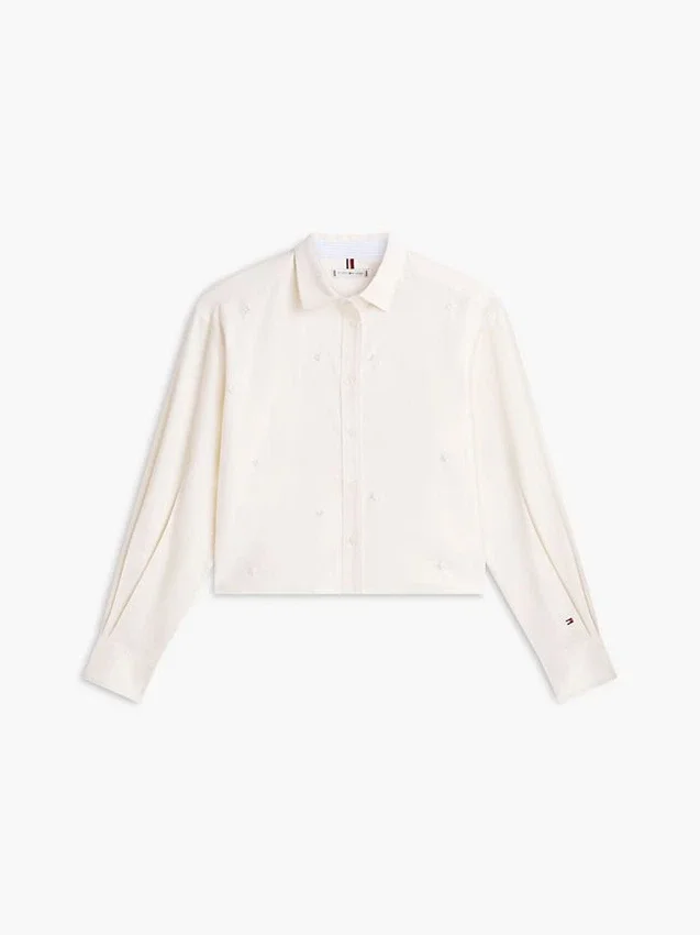 Camisa corta de popelín con adornos Camisa corta de popelín con adornos