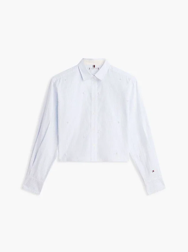 Camisa corta de popelín con adornos Camisa corta de popelín con adornos